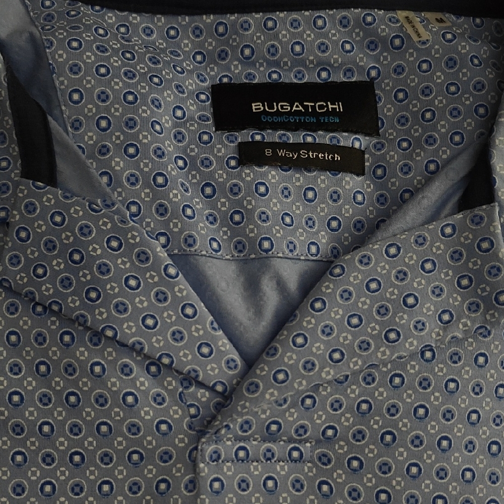 Bugatchi Blue and White Geometric Shirt